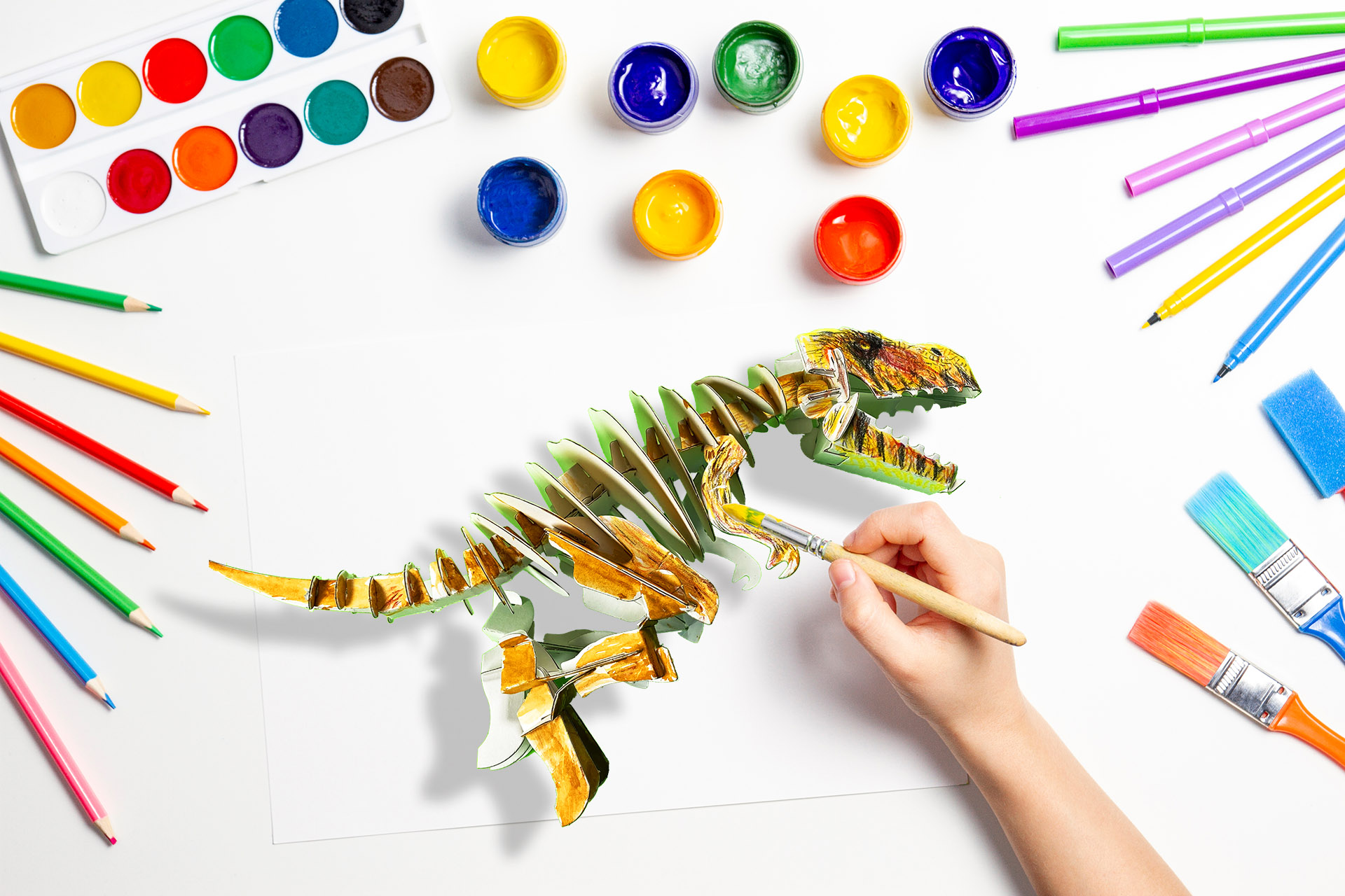 공짜 공룡! 3D 리얼 다이노소어 – 입체 공작 + 컬러링